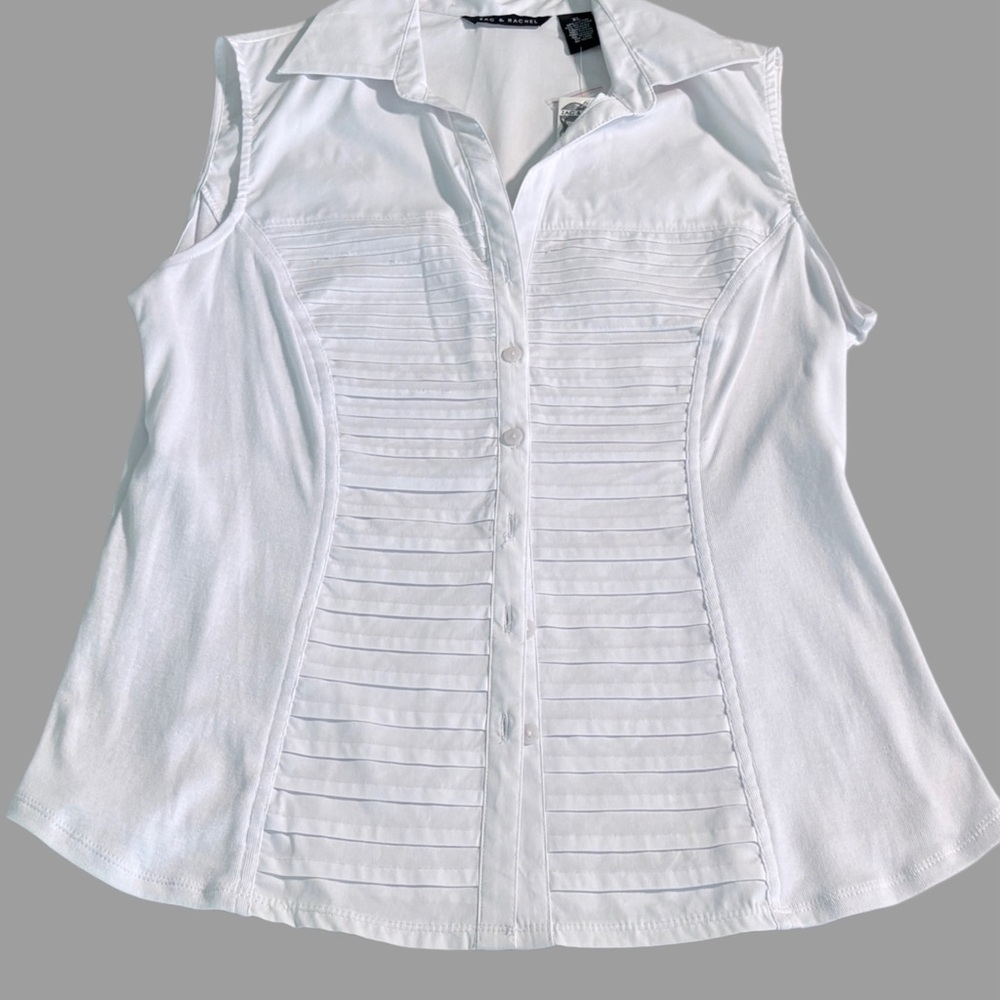 Cotton Tuxedo Style sleeveless button down |Size XL